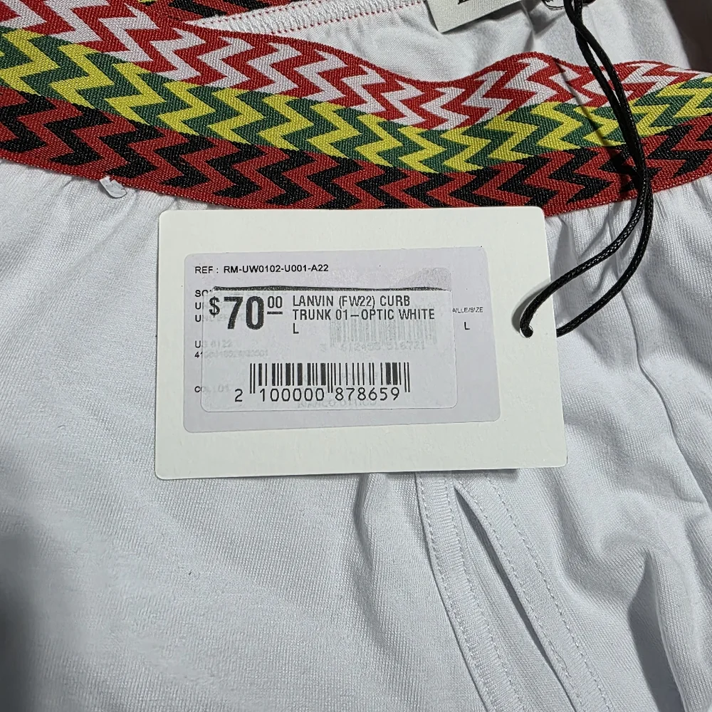 NWT Lanvin Curb Stretch Cotton Boxer Briefs In White Sz L